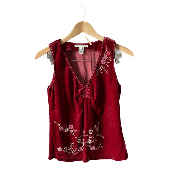 telluride Tops - TELLURIDE CLOTHING Velvet Embroidered Tank Top